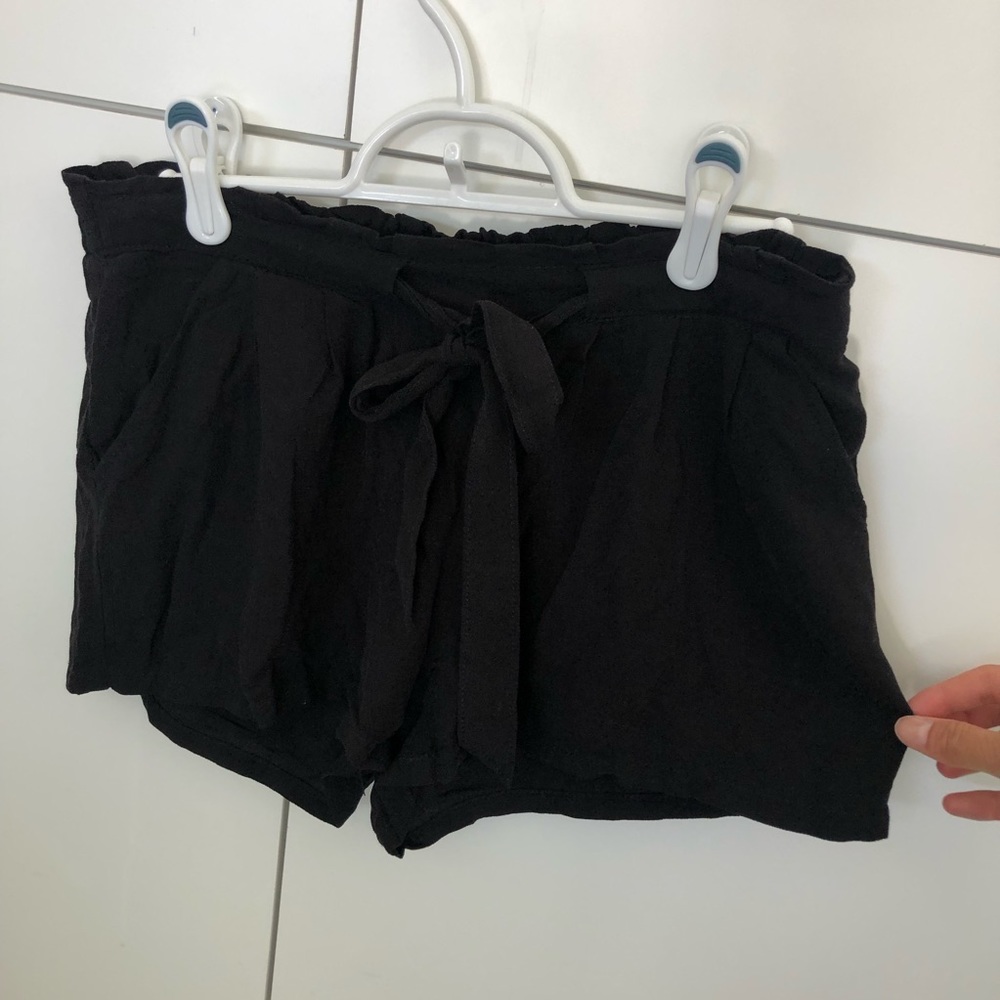 SOLD Tie Waist Black Shorts